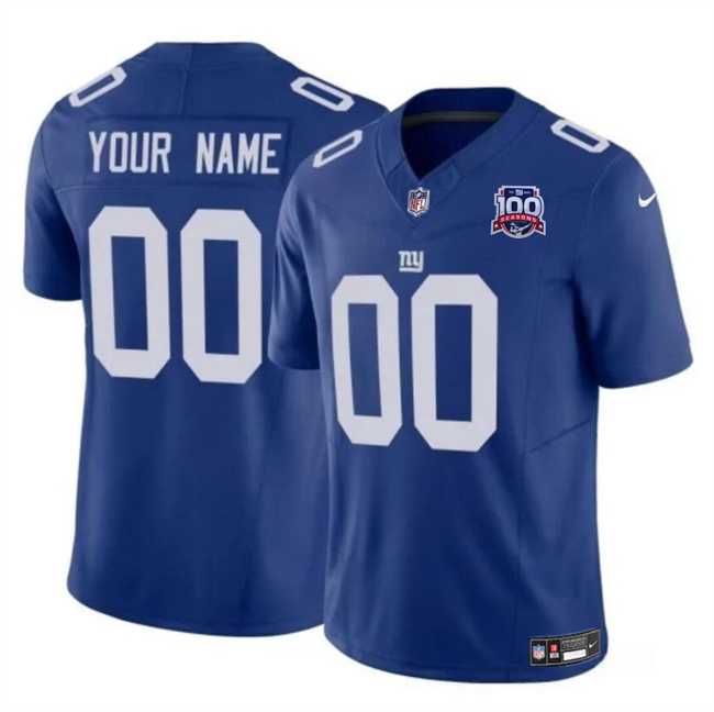 Mens New York Giants Active Player Custom Blue 2024 F.U.S.E. 100TH Season Patch Vapor Untouchable Limited Stitched Jersey